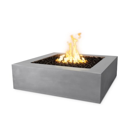 The Outdoor Plus 42 Square Quad Fire Pit, GFRC Concrete, Natural Gray, Low Voltage Electronic Ignition, Liquid Propane OPT-QD42E12V-NGY-LP